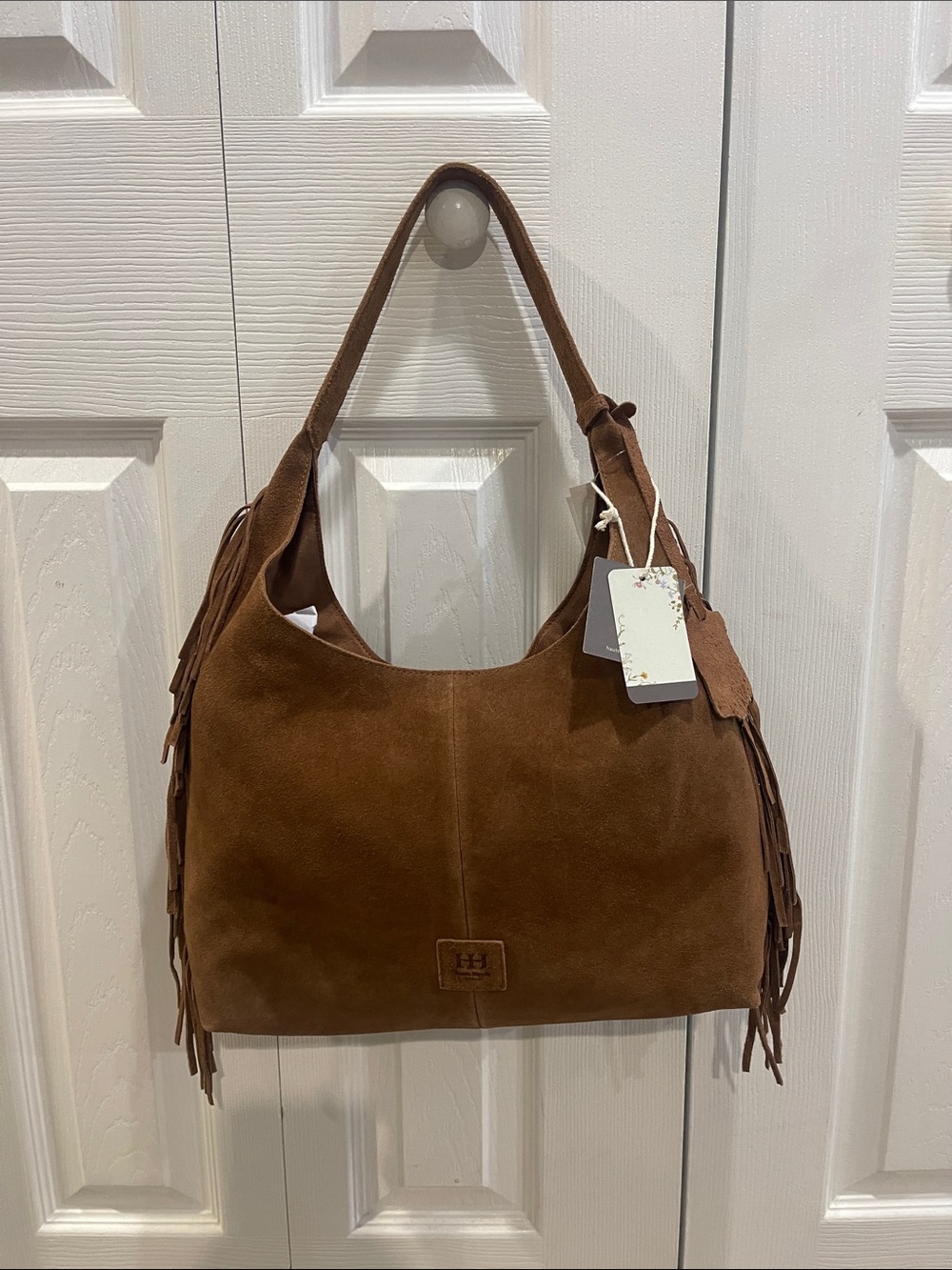 Haute Hippie Suede Fringe Hobo Bag in Brown new with tags - Picture 2 of 12